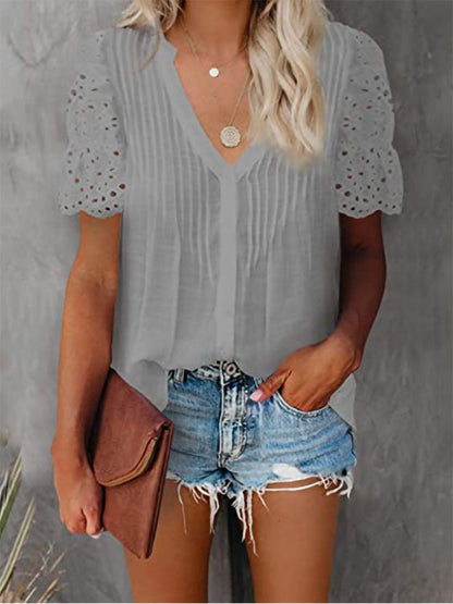 Shirt with Lace and V-neck Emily