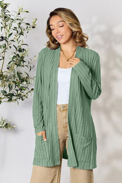 Basic Bae Ribbed Cardigan with Pockets