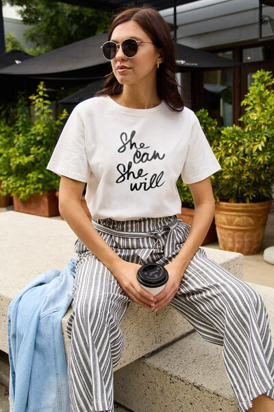 Simply Love SHE CAN SHE WILL Short Sleeve T-Shirt