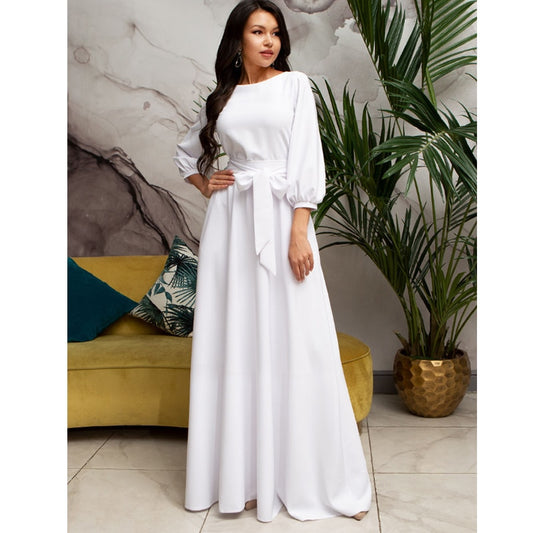 Women Casual Bow Maxi Sashes Dress