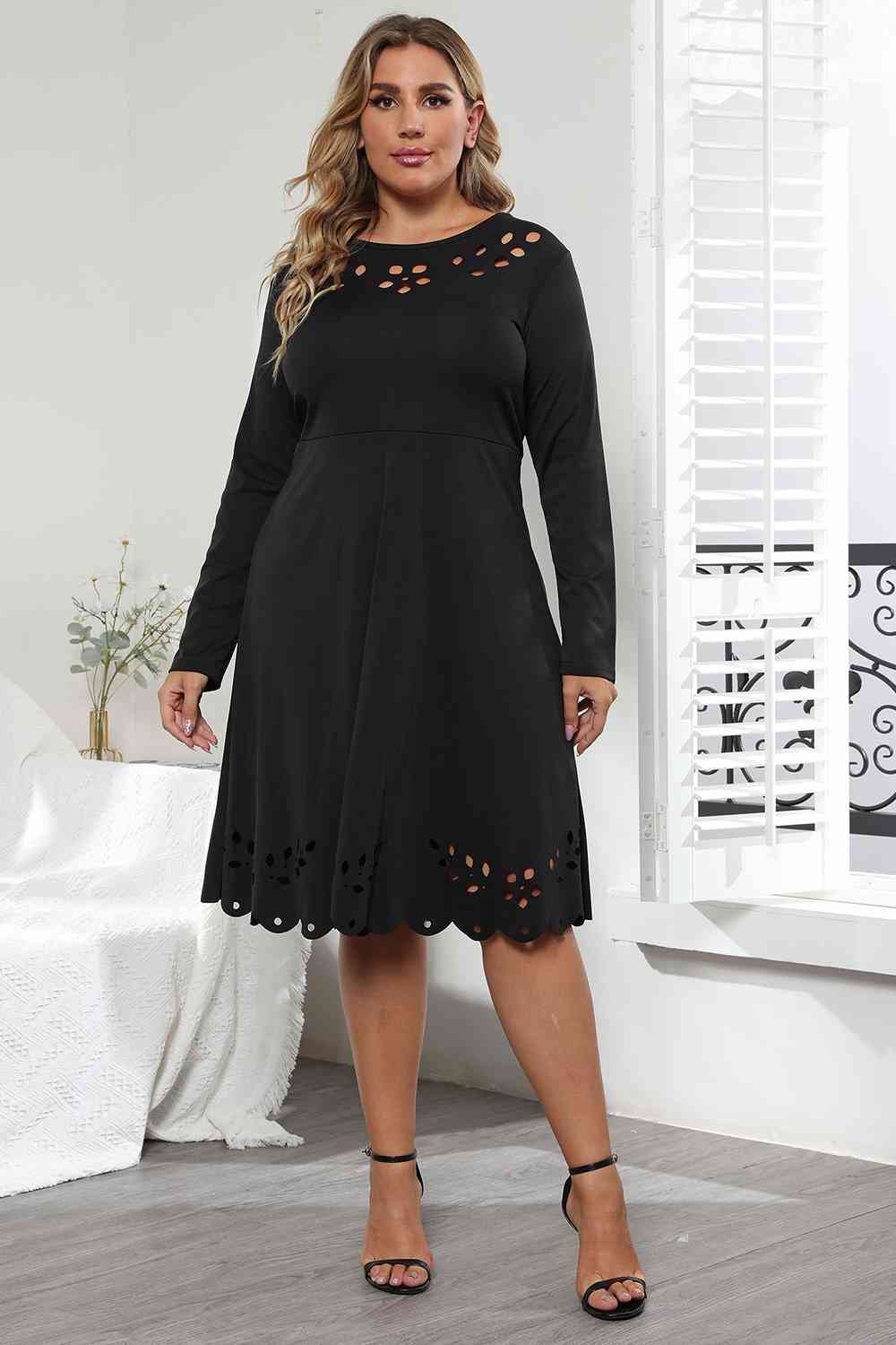 Long Sleeve Cutout Detail Dress - Rochelle's House LLC