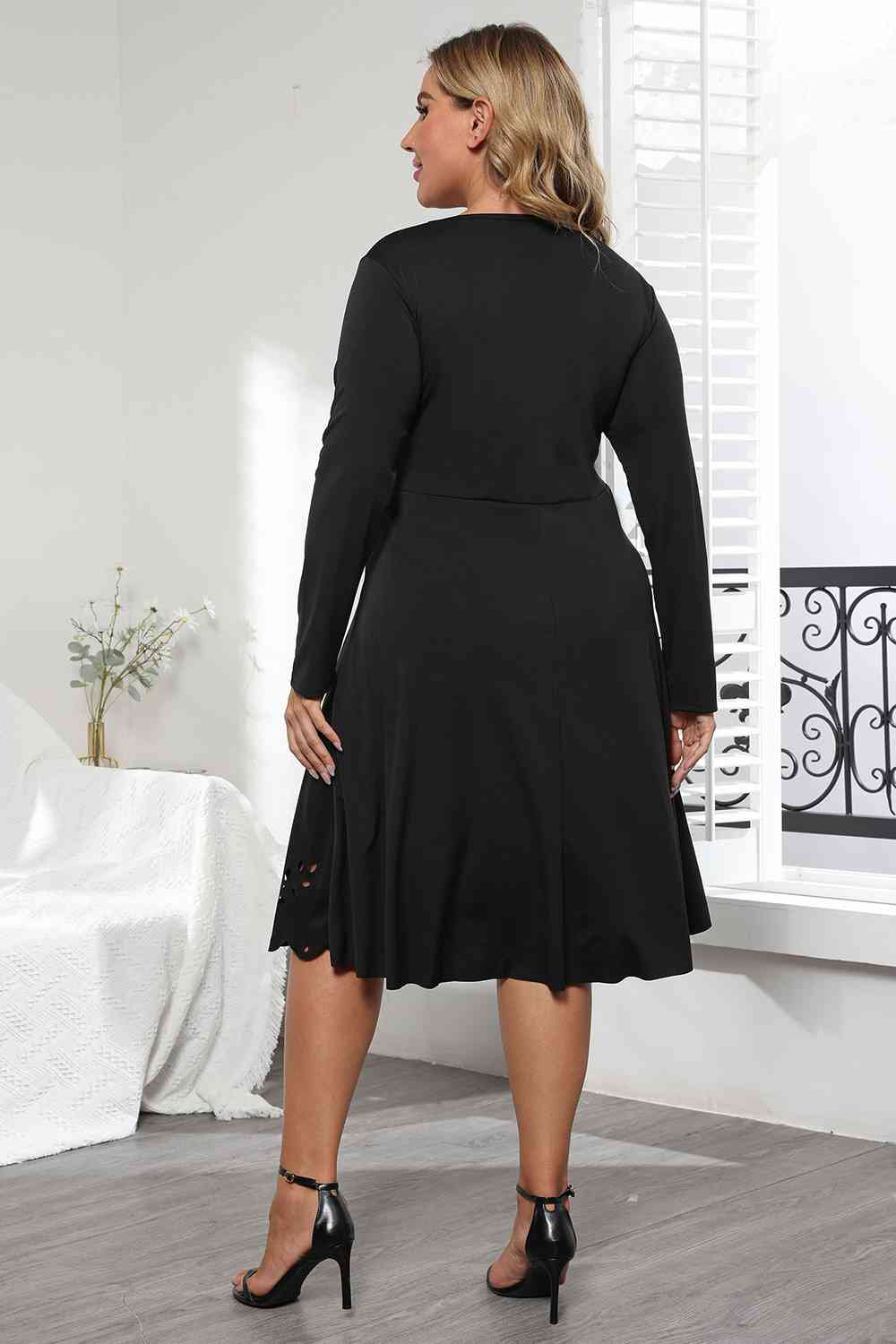 Long Sleeve Cutout Detail Dress - Rochelle's House LLC