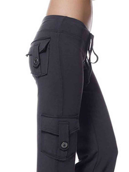 Mid Waist Pants with Pockets - Rochelle's House LLC