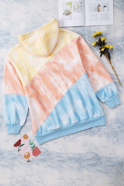 Plus Size Drawstring Color Block Dropped Shoulder Hoodie - Rochelle's House LLC