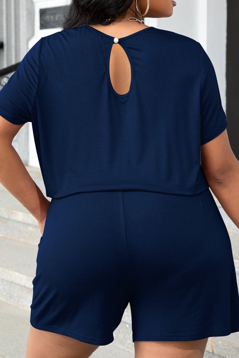 Plus Size Drawstring Waist Romper with Pockets - Rochelle's House LLC