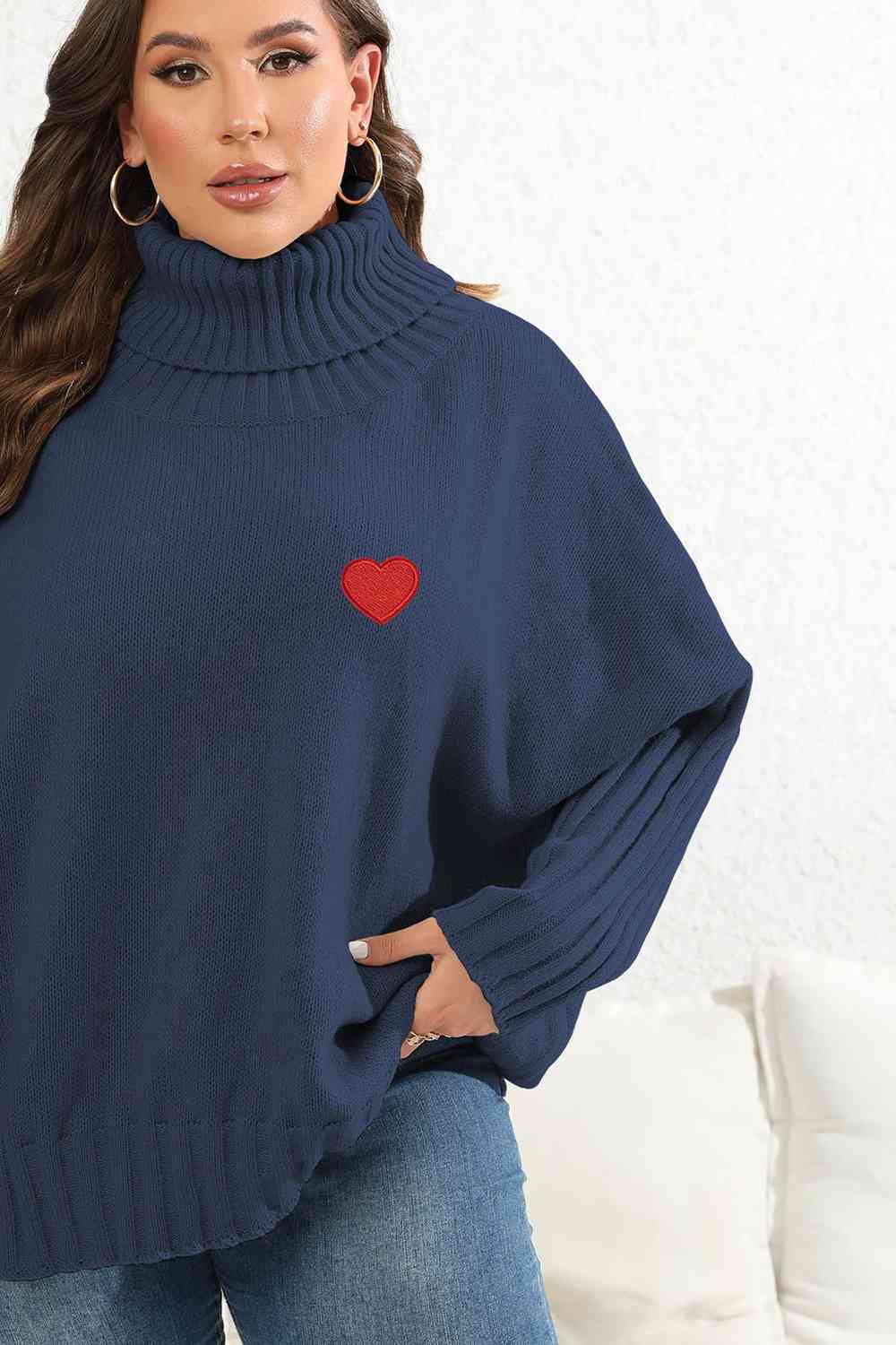 Plus Size Turtle Neck Long Sleeve Sweater - Rochelle's House LLC
