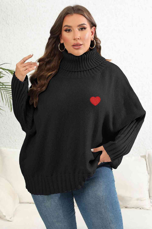 Plus Size Turtle Neck Long Sleeve Sweater - Rochelle's House LLC