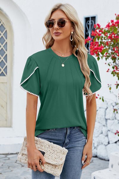 Round Neck Petal Sleeve T-Shirt - Rochelle's House LLC