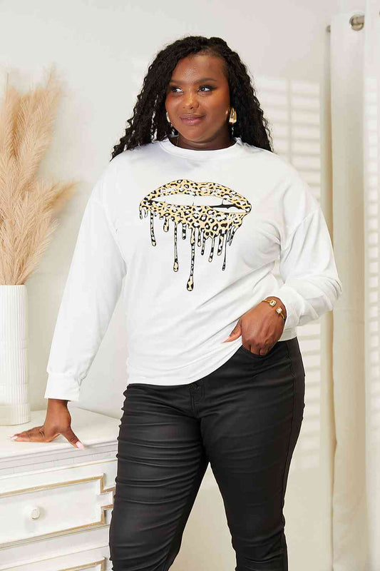 Simply Love Graphic Dropped Shoulder Round Neck Sweatshirt - Rochelle's House LLC