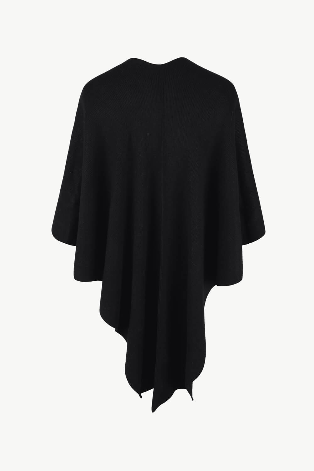 Surplice Neck Pom - Pom Trim Poncho - Rochelle's House LLC