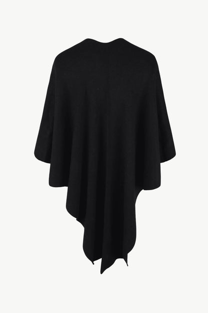 Surplice Neck Pom - Pom Trim Poncho - Rochelle's House LLC